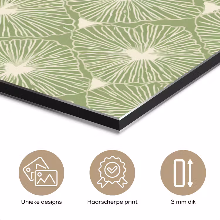 Aluminium schilderij - Saliegroen - Botanisch - Ruiten - Organisch - Patroon — 7