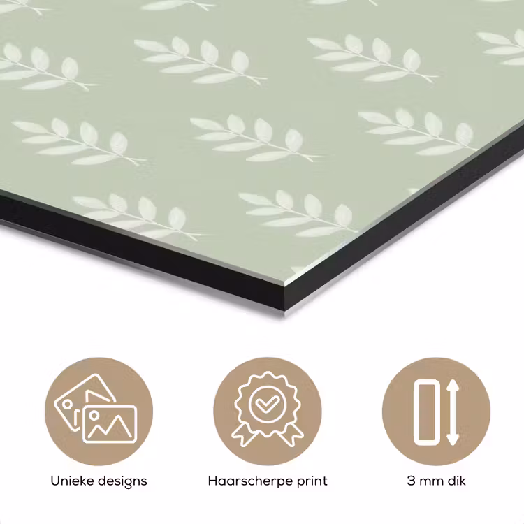 Aluminium schilderij - Saliegroen - Botanisch - Takjes - Minimalistisch - Patroon — 7