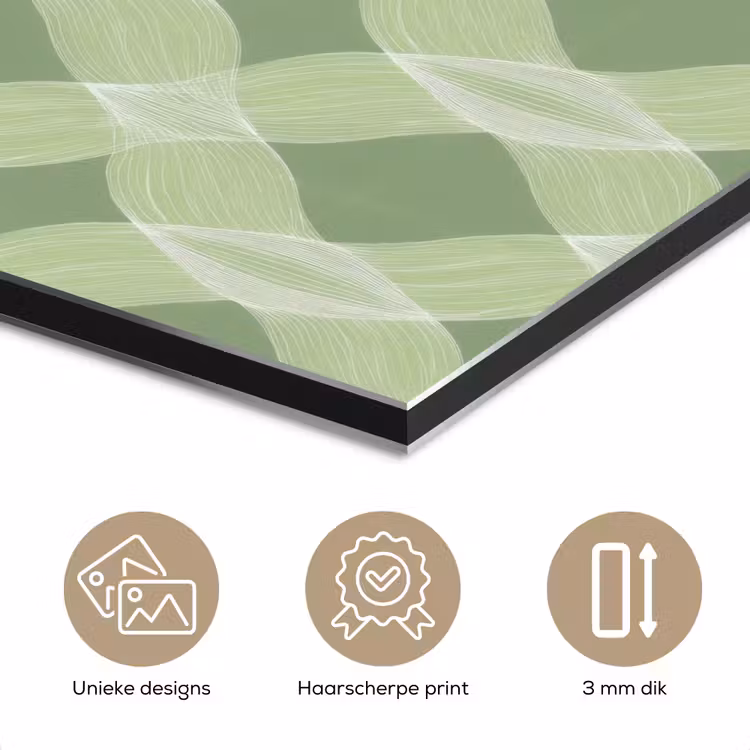 Aluminium schilderij - Saliegroen - Geometrisch - Organisch - Traliewerk - Patroon — 7