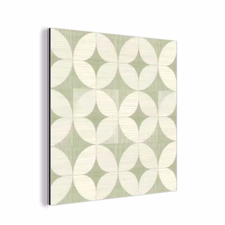 Aluminium schilderij - Saliegroen - Geometrisch - Retro - Mid-Century - Patroon — 1