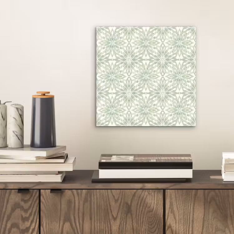 Aluminium schilderij - Saliegroen - Symmetrisch - Mandala - Ornament - Patroon — 2