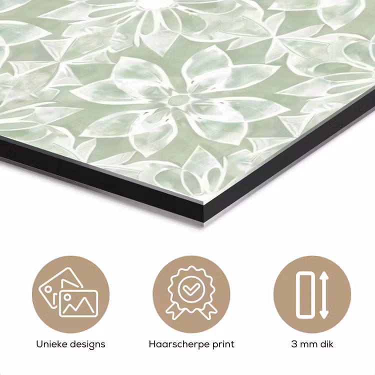 Aluminium schilderij - Saliegroen - Symmetrisch - Mandala - Ornament - Patroon — 7