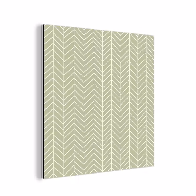 Aluminium schilderij - Saliegroen - Visgraat - Geometrisch - Patroon — 1