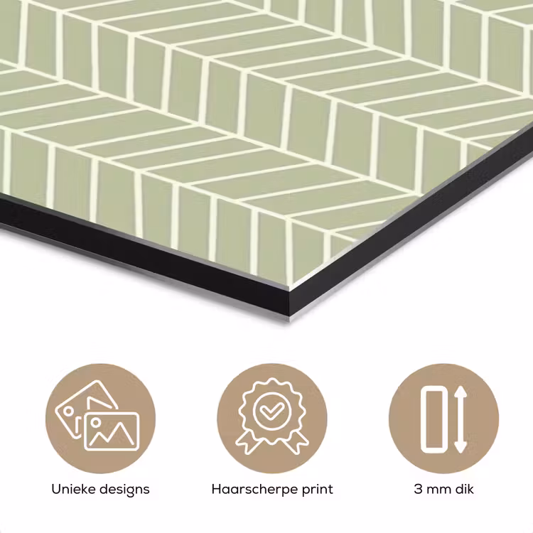 Aluminium schilderij - Saliegroen - Visgraat - Geometrisch - Patroon — 7