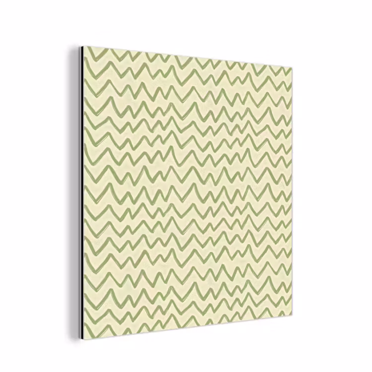 Aluminium schilderij - Saliegroen - Zigzag - Handgetekend - Patroon — 1
