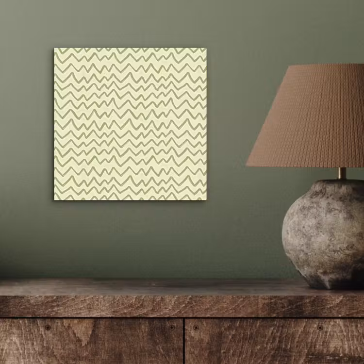 Aluminium schilderij - Saliegroen - Zigzag - Handgetekend - Patroon — 3