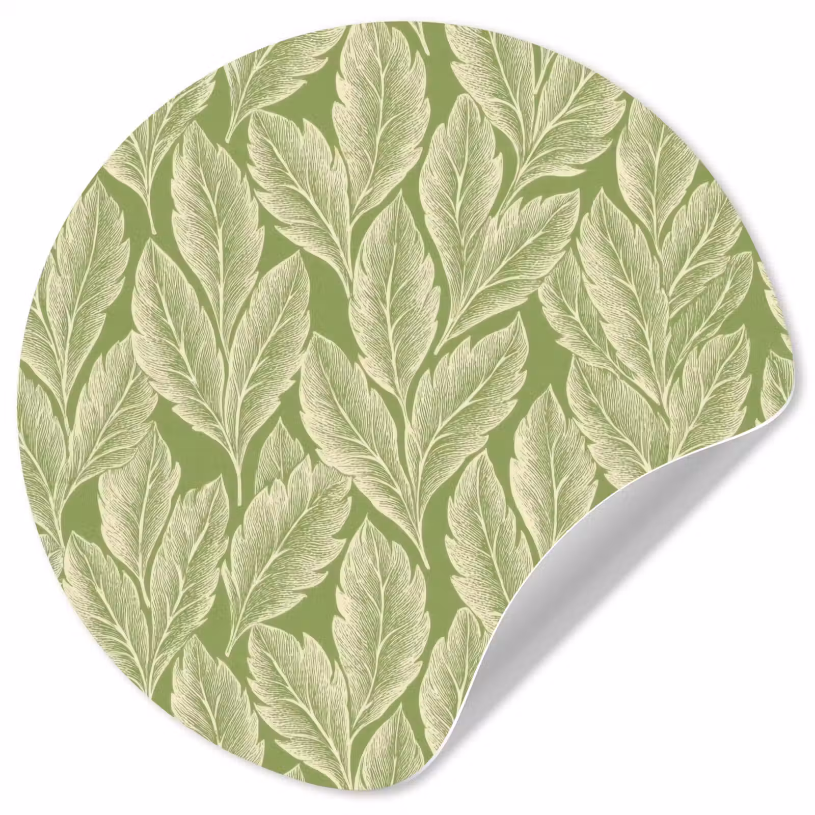 Behangcirkel - Groen - Botanisch - Bladeren - Vintage - Patroon — 1