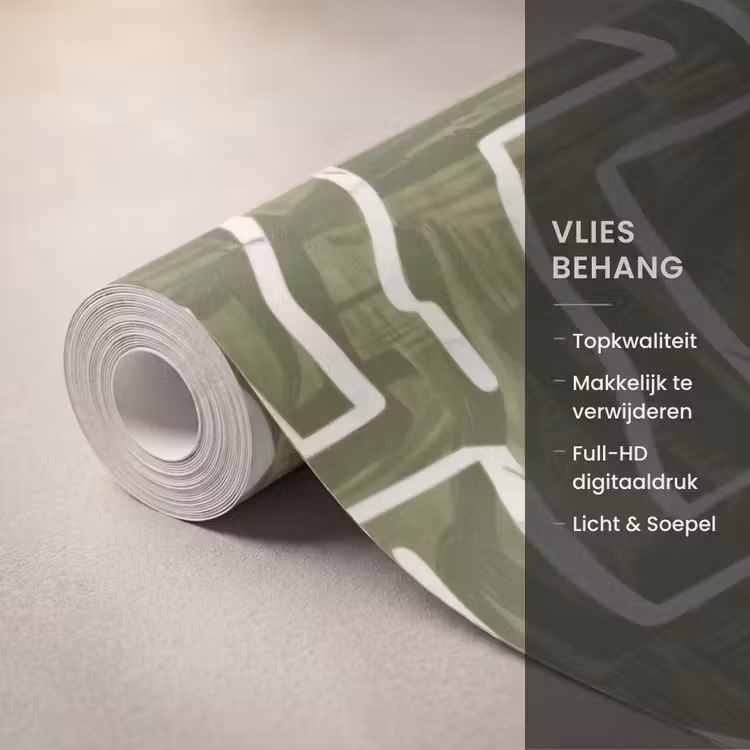 Behang - Groen - Abstract - Penseelstreken - Patroon — 3