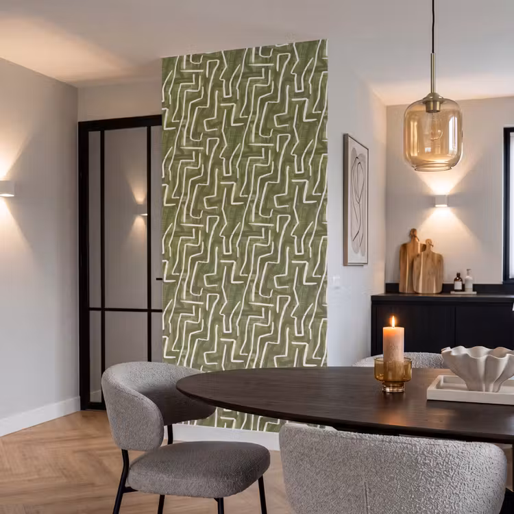 Behang - Groen - Abstract - Penseelstreken - Patroon — 5