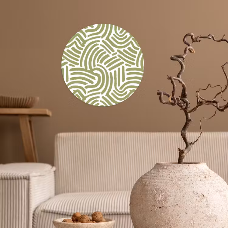 Behangcirkel - Saliegroen - Abstract - Bogen - Handgetekend - Patroon — 2