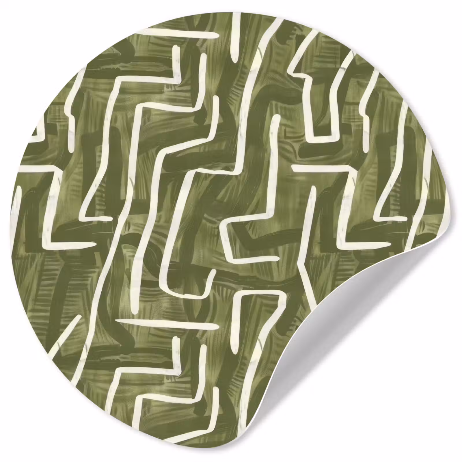 Behangcirkel - Groen - Abstract - Penseelstreken - Patroon — 1