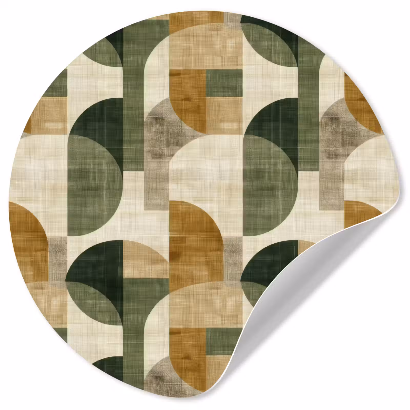 Behangcirkel - Olijfgroen - Geometrisch - Abstract - Mid-Century - Linnen - Patroon — 1