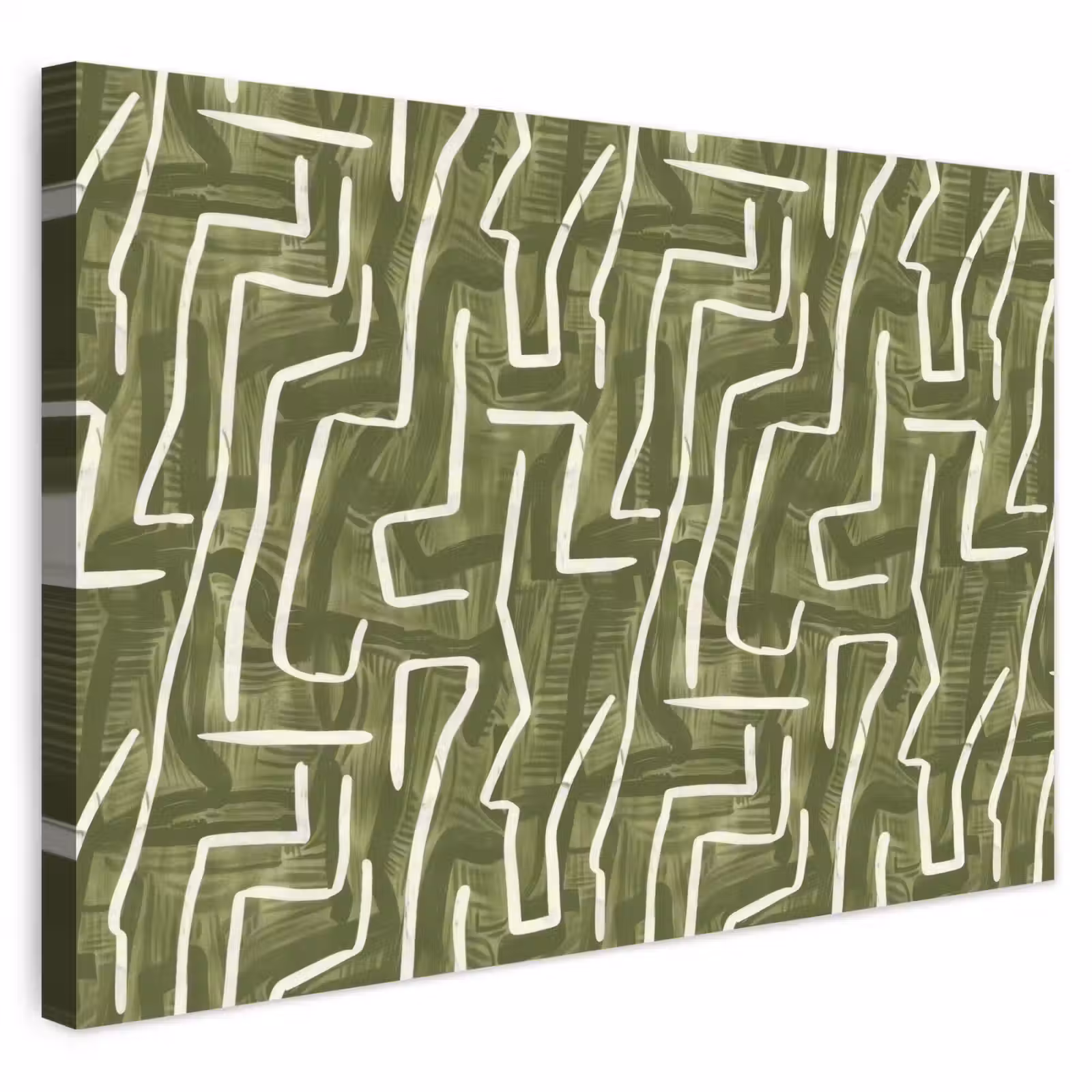 Buiten canvas - Groen - Abstract - Penseelstreken - Patroon — 1