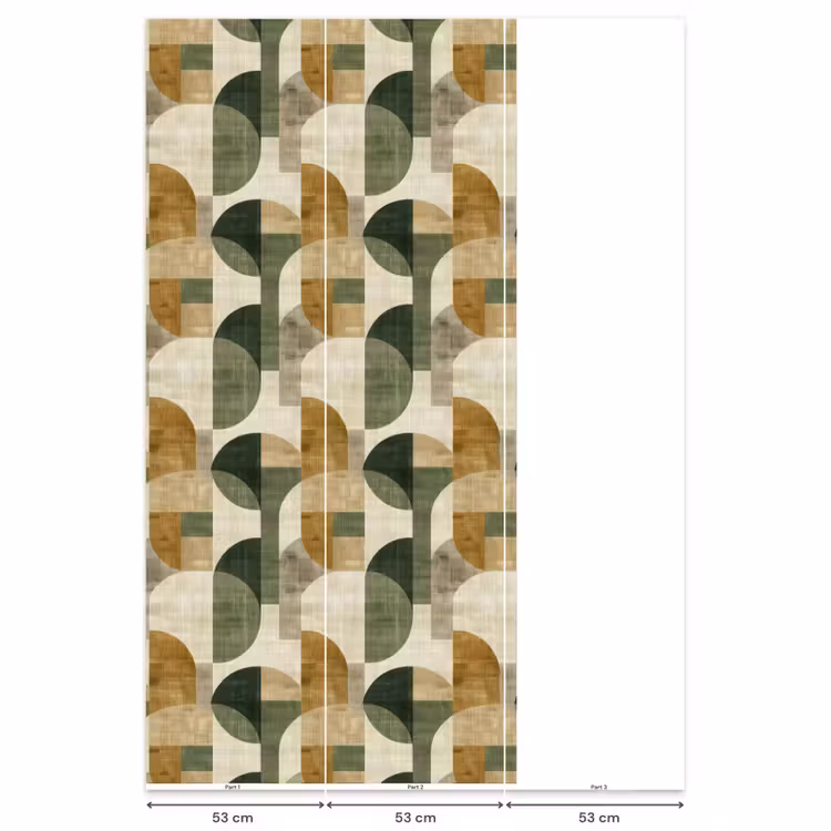 Behang - Olijfgroen - Geometrisch - Abstract - Mid-Century - Linnen - Patroon — 6