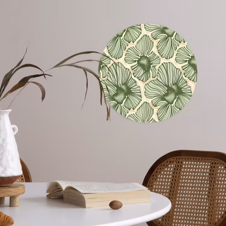Behangcirkel - Groen - Botanisch - Bloemen - Organisch - Patroon — 4