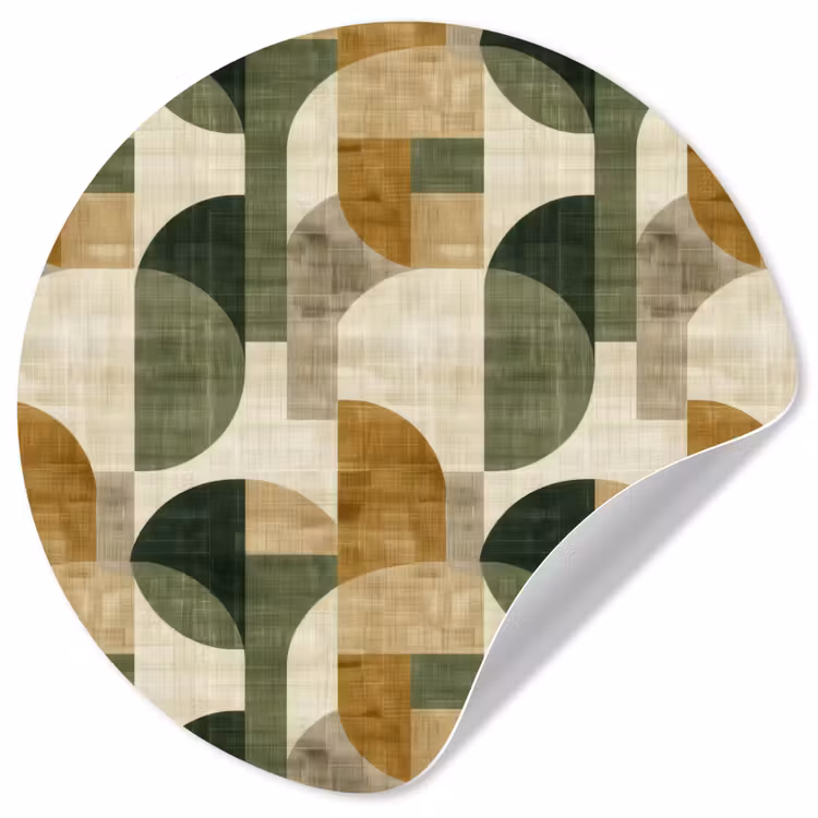Behangcirkel - Olijfgroen - Geometrisch - Abstract - Mid-Century - Linnen - Patroon — 1