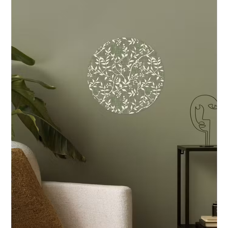 Behangcirkel - Saliegroen - Botanisch - Takken - Besjes - Linnen - Patroon — 3