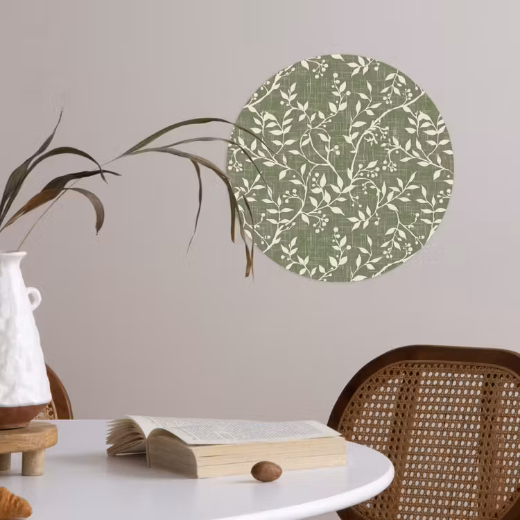 Behangcirkel - Saliegroen - Botanisch - Takken - Besjes - Linnen - Patroon — 4