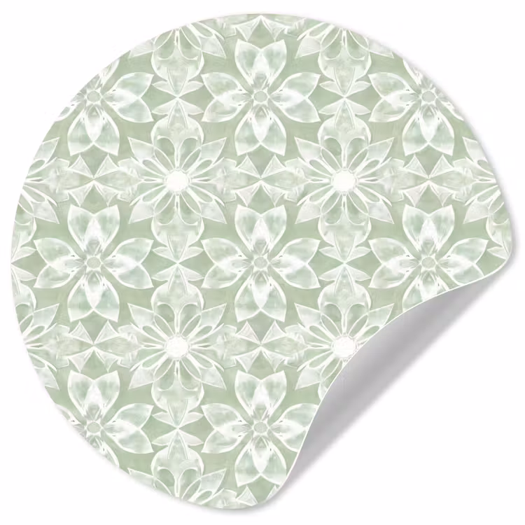 Behangcirkel - Saliegroen - Symmetrisch - Mandala - Ornament - Patroon — 1