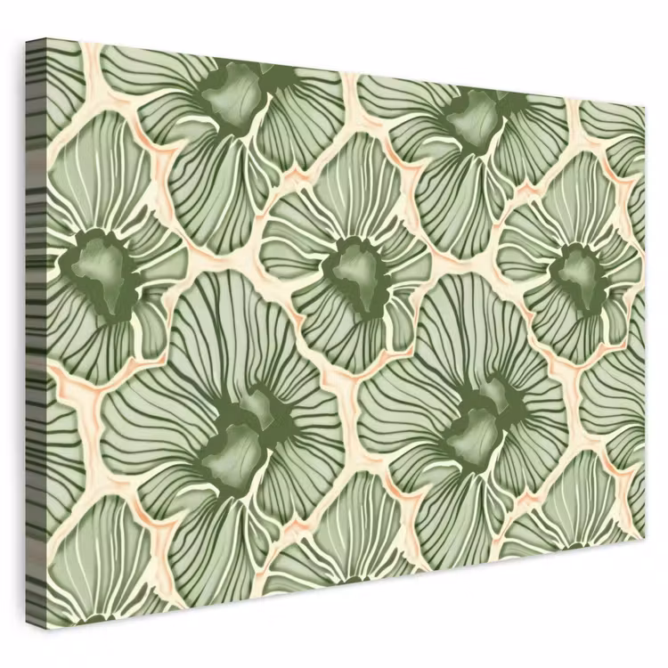 Buiten canvas - Groen - Botanisch - Bloemen - Organisch - Patroon — 1