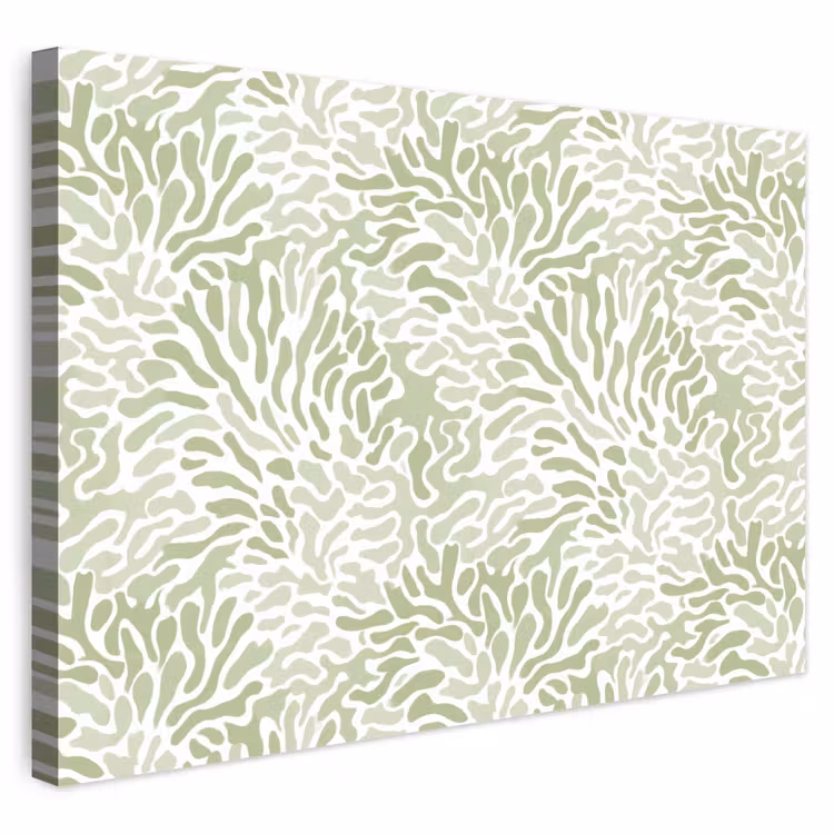 Buiten canvas - Saliegroen - Abstract - Organisch - Koraal - Patroon — 1