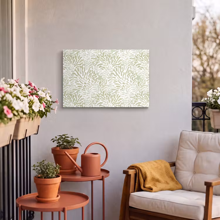 Buiten canvas - Saliegroen - Abstract - Organisch - Koraal - Patroon — 3