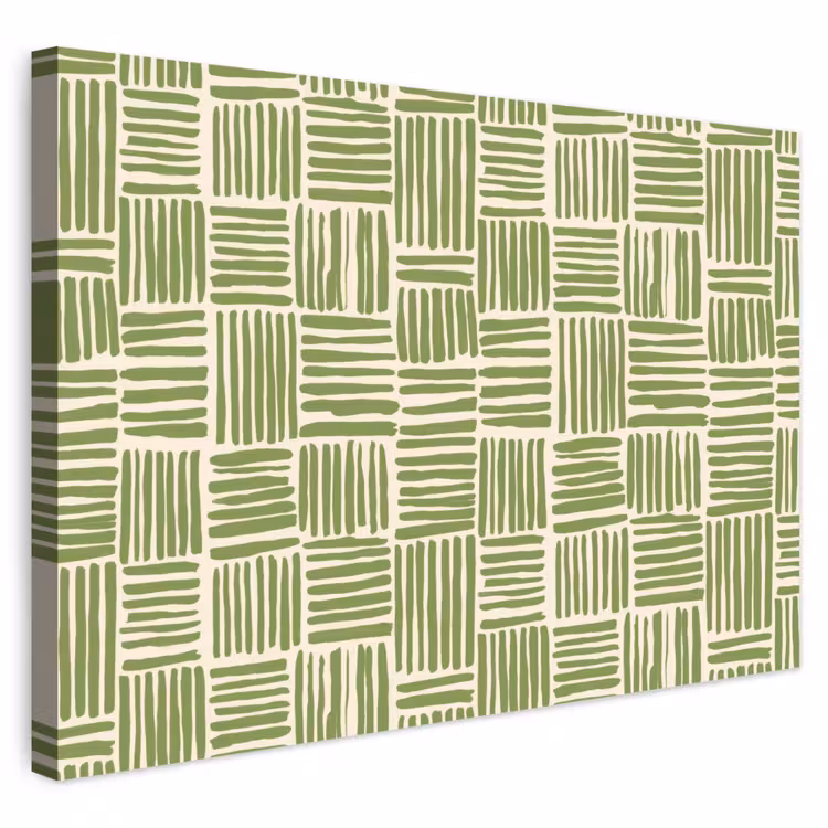 Buiten canvas - Saliegroen - Blokken - Handgetekend - Patroon — 1