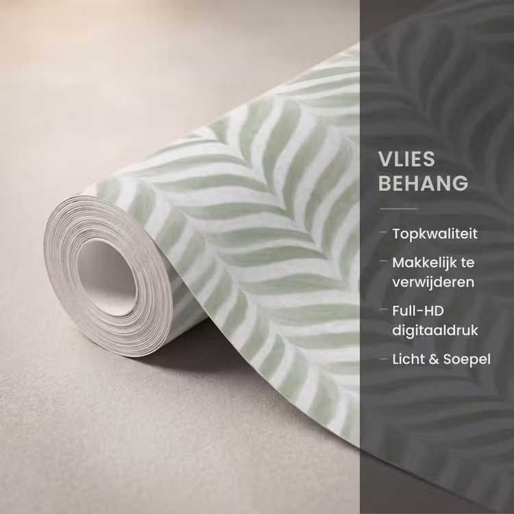Behang - Saliegroen - Visgraat - Organisch - Penseelstreken - Patroon — 3