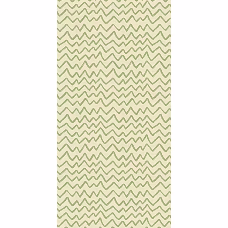 Behang - Saliegroen - Zigzag - Handgetekend - Patroon — 2