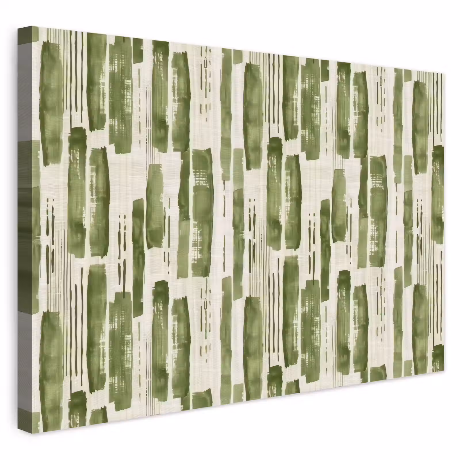 Buiten canvas - Groen - Abstract - Penseelstreken - Linnen - Patroon — 1