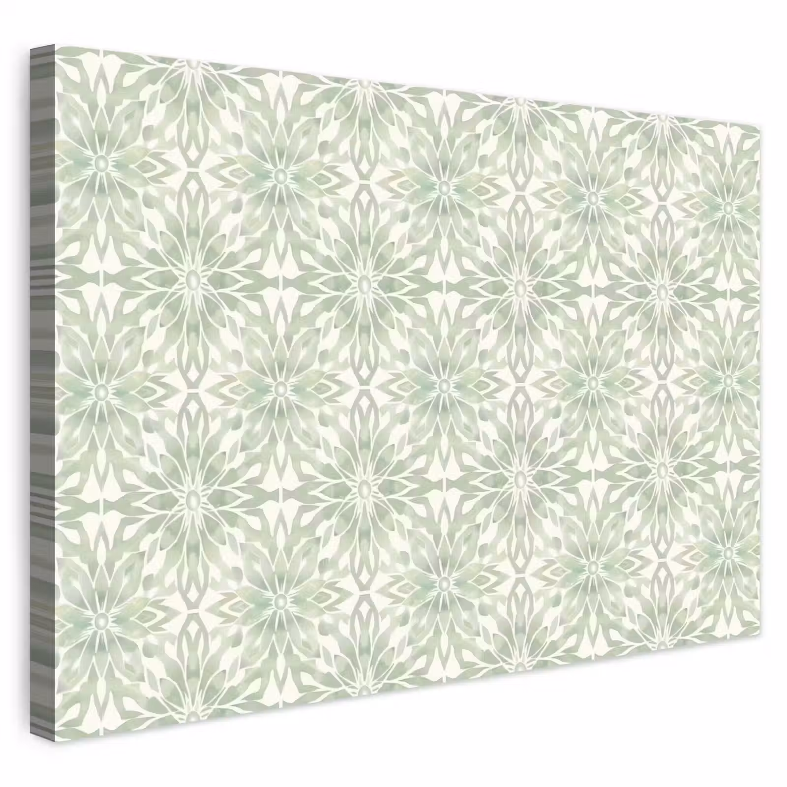 Buiten canvas - Saliegroen - Symmetrisch - Mandala - Ornament - Patroon — 1