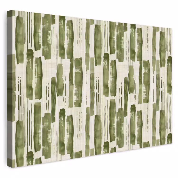 Buiten canvas - Groen - Abstract - Penseelstreken - Linnen - Patroon — 1