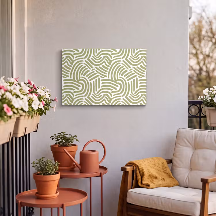 Buiten canvas - Saliegroen - Abstract - Bogen - Handgetekend - Patroon — 3