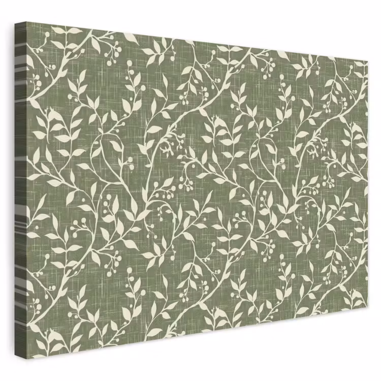 Buiten canvas - Saliegroen - Botanisch - Takken - Besjes - Linnen - Patroon — 1