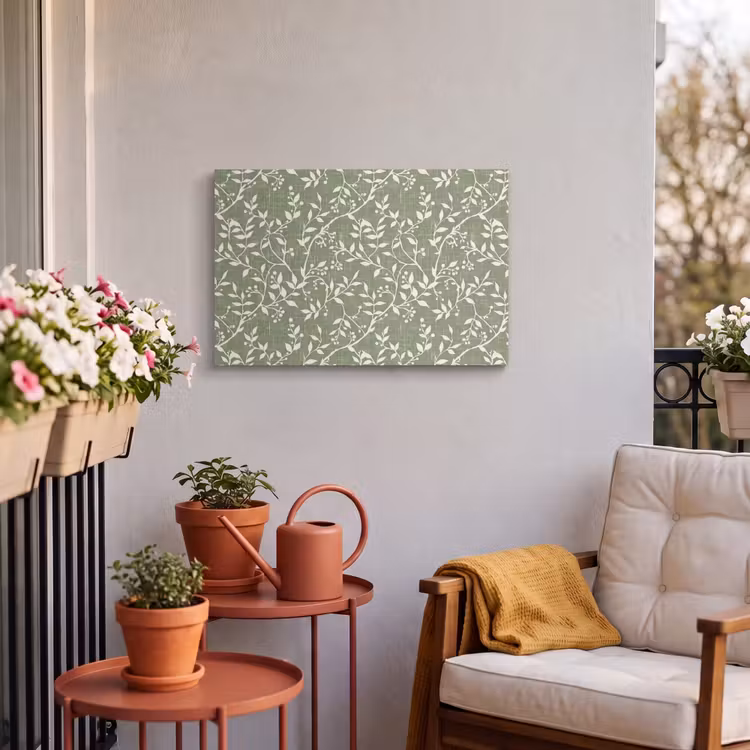 Buiten canvas - Saliegroen - Botanisch - Takken - Besjes - Linnen - Patroon — 3