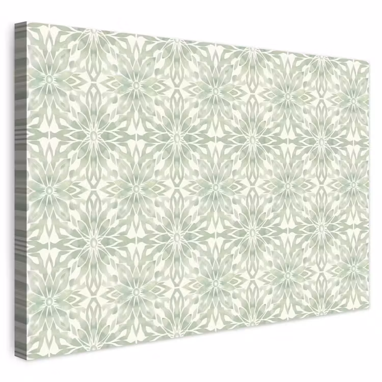 Buiten canvas - Saliegroen - Symmetrisch - Mandala - Ornament - Patroon — 1