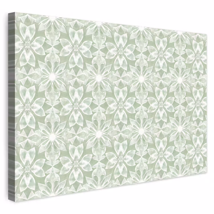 Buiten canvas - Saliegroen - Symmetrisch - Mandala - Ornament - Patroon — 1