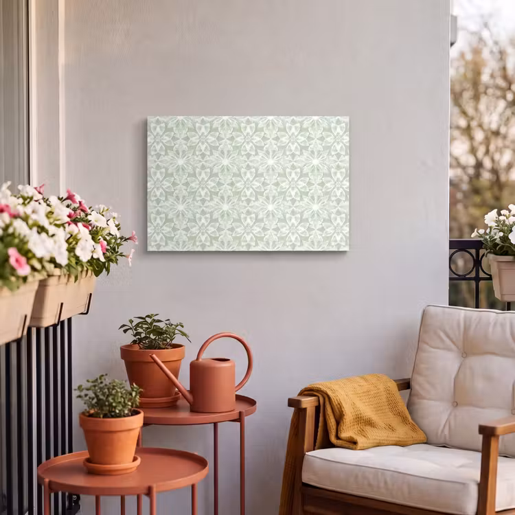 Buiten canvas - Saliegroen - Symmetrisch - Mandala - Ornament - Patroon — 3