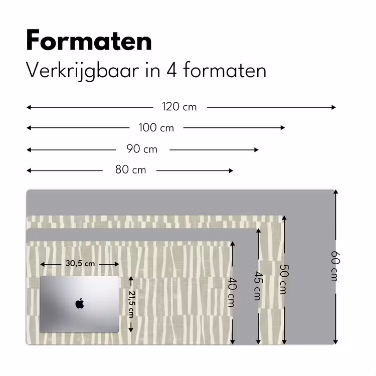 Bureau onderlegger - Saliegroen - Strepen - Geometrisch - Textuur - Patroon — 8