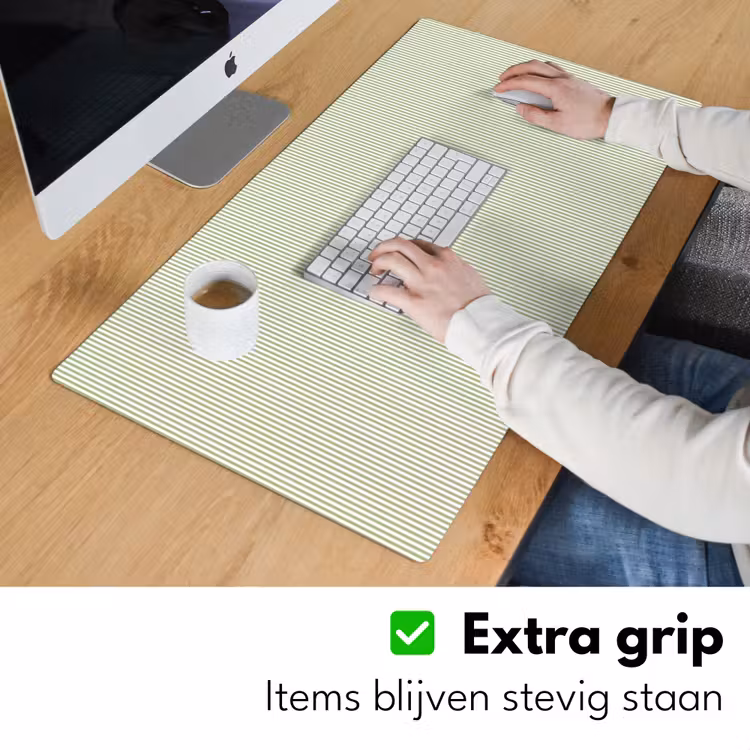 Bureau onderlegger - Saliegroen - Strepen - Minimalistisch - Patroon — 6