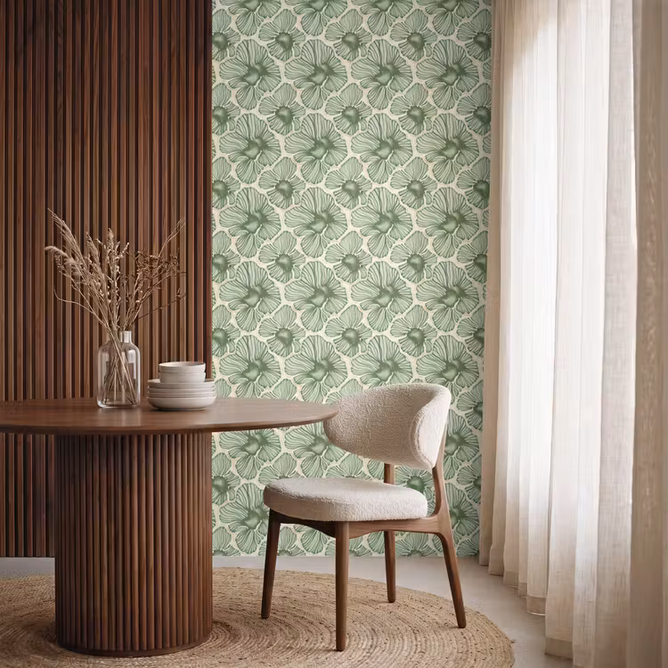 Behang - Groen - Botanisch - Bloemen - Organisch - Patroon — 4