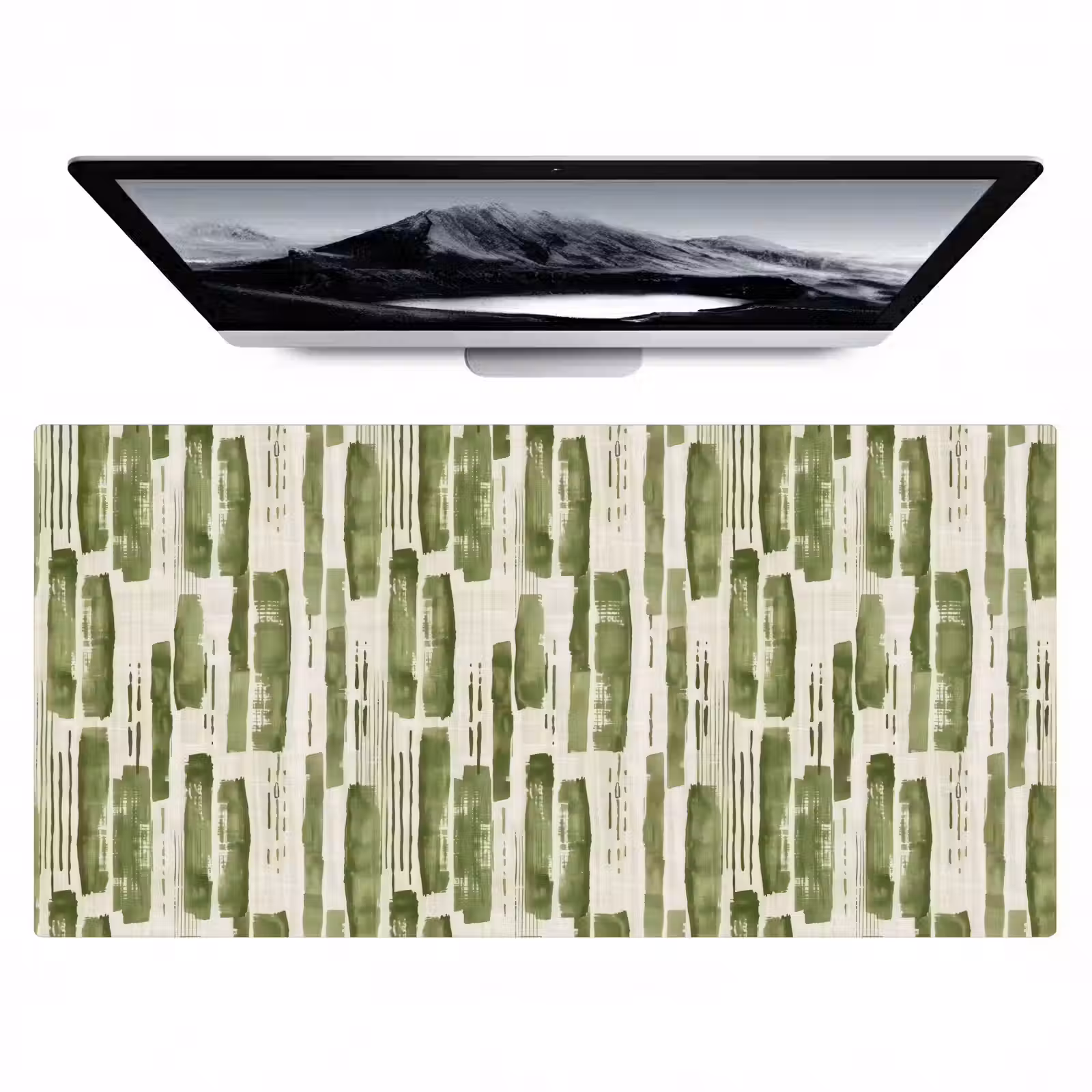 Bureau onderlegger - Groen - Abstract - Penseelstreken - Linnen - Patroon — 1