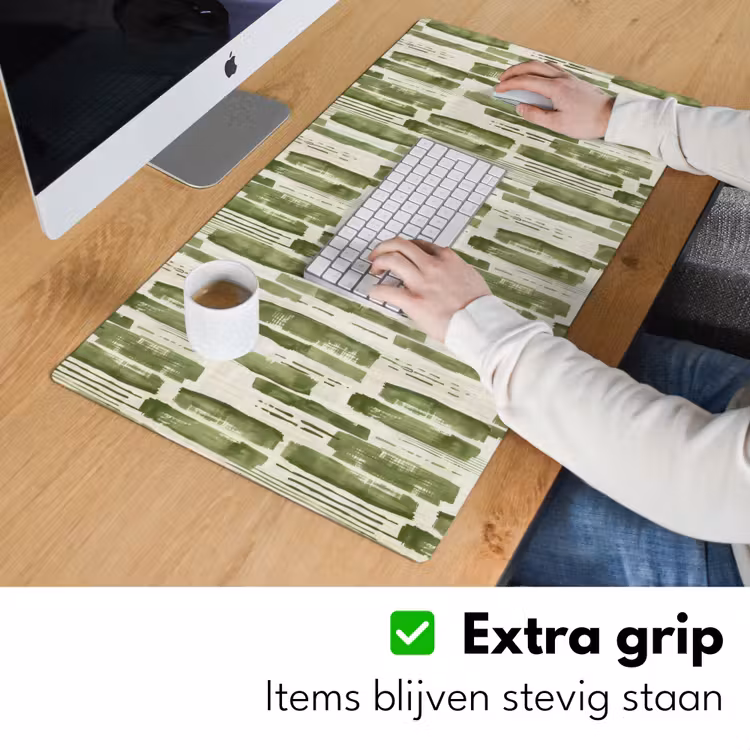 Bureau onderlegger - Groen - Abstract - Penseelstreken - Linnen - Patroon — 6