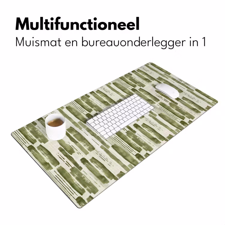 Bureau onderlegger - Groen - Abstract - Penseelstreken - Linnen - Patroon — 7
