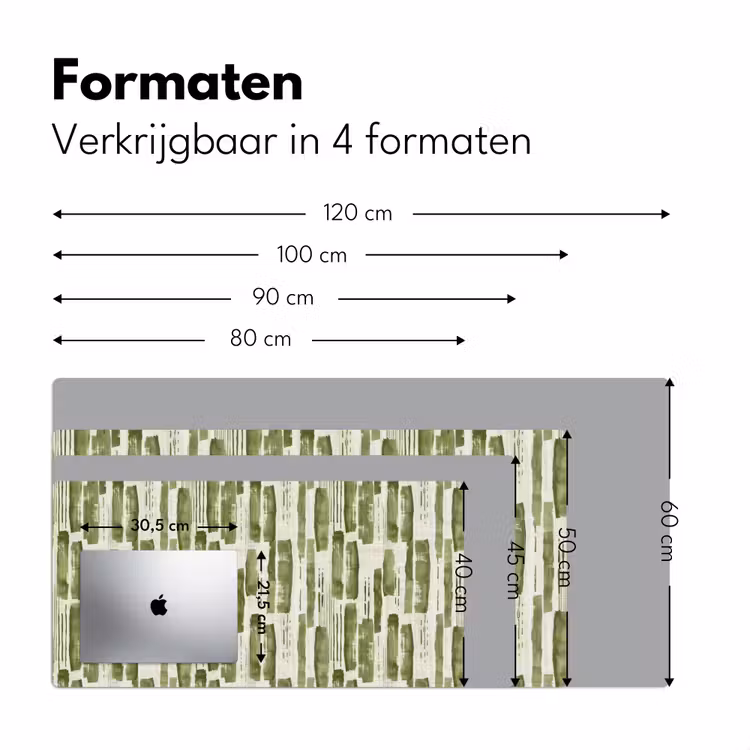 Bureau onderlegger - Groen - Abstract - Penseelstreken - Linnen - Patroon — 8