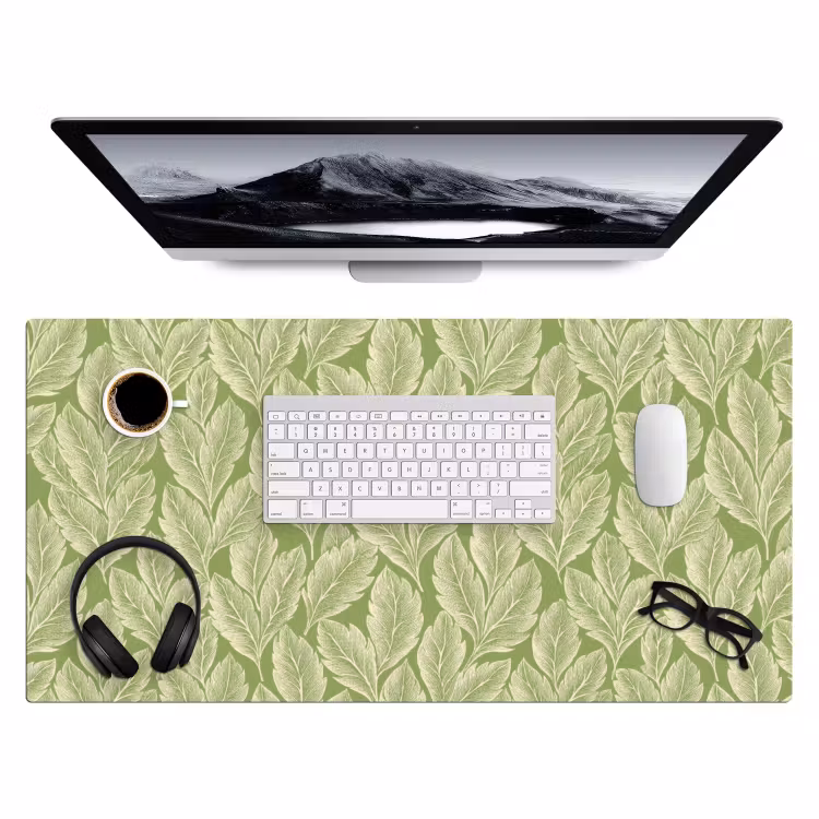Bureau onderlegger - Groen - Botanisch - Bladeren - Vintage - Patroon — 4