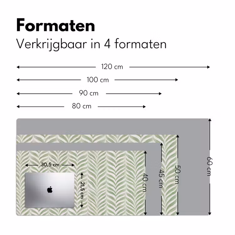 Bureau onderlegger - Saliegroen - Visgraat - Organisch - Penseelstreken - Patroon — 8