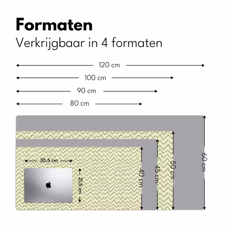 Bureau onderlegger - Saliegroen - Zigzag - Handgetekend - Patroon — 8