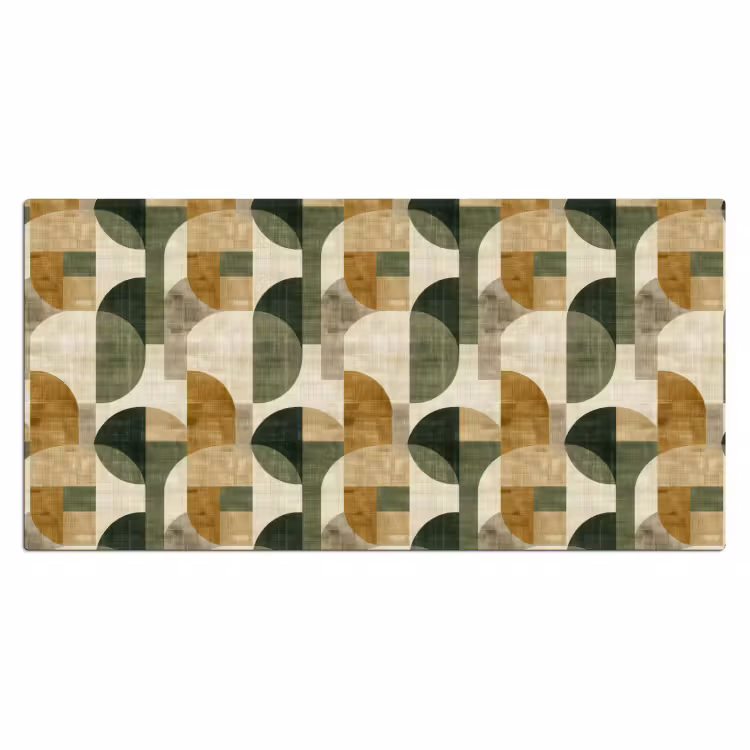 Bureau onderlegger - Olijfgroen - Geometrisch - Abstract - Mid-Century - Linnen - Patroon — 2