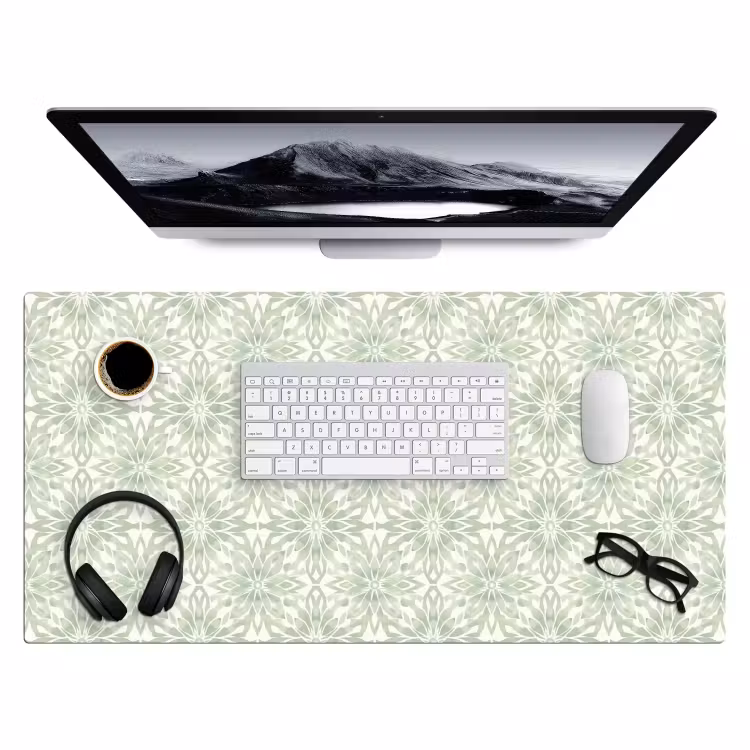 Bureau onderlegger - Saliegroen - Symmetrisch - Mandala - Ornament - Patroon — 4
